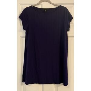 Eileen Fisher Tunic Top Sz MED Stretchy Purple Viscose Career Casual Longer EUC